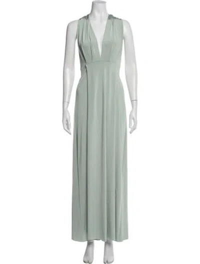 Pre-owned Twobirds Plunge Neckline Long Dress W/ Tags In Green