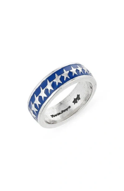 Twojeys All Round Icon Enamel Band Ring In Silver