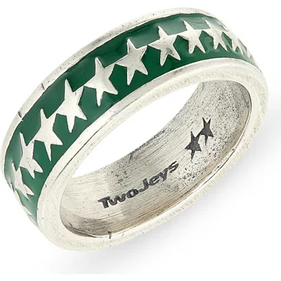 Twojeys All-round Icon Star Studded Band Ring In Green