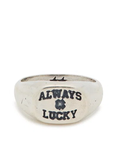 Twojeys Always Lucky Sterling Silver-plated Signet Ring In Metallic