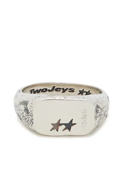 Twojeys Elongated Sterling Silver-plated Brass Signet Ring In Metallic
