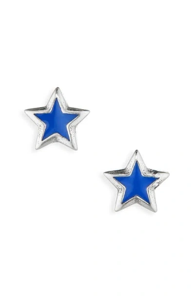 Twojeys Enamel Star Stud Earrings In Silver
