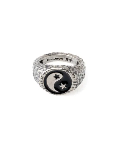 Twojeys Enameled Yin Yang Ring In Silver