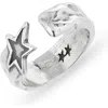 Twojeys Engraved Star Open Ring In Metallic