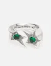 Twojeys Green Two Stone Ring In Metallic