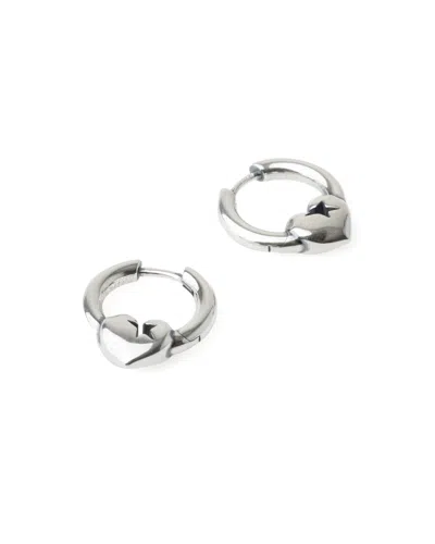 Twojeys Heart Logo Hoop Earrings In Silver