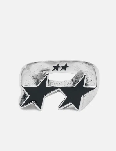 Twojeys Icon Black Enameled Single Ring In Silver/银色/銀色/실버/シルバー