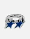 Twojeys Icon Blue Enameled Single Ring In Metallic