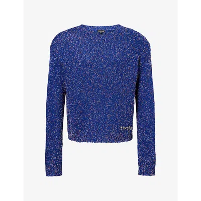 Twojeys Mens Boogie Speckled-knit Cotton-blend Jumper Blue