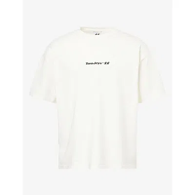 Twojeys Mens Icon Logo-print Cotton T-shirt White