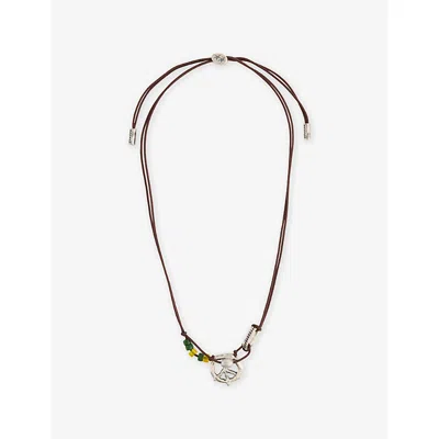 Twojeys Mens Knotted Peace Out Sterling Silver-plated Brass Necklace Multi