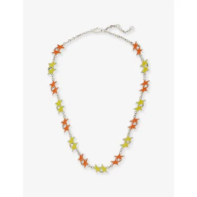 Twojeys Mens Melted Stars 925 Sterling Silver-plated Brass Necklace Yellow/orange