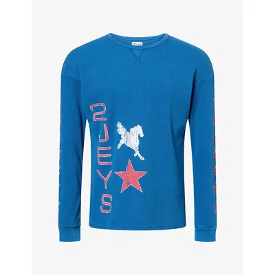 Twojeys Mens Navy Sterling Waffle Long-sleeve Cotton-jersey T-shirt