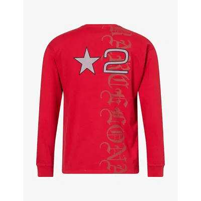 Twojeys Mens Red La-bcn Long-sleeve Graphic Cotton-jersey T-shirt