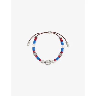 Twojeys Mens Sunrise Beaded Superstar Sterling Silver-plated Brass Bracelet Multi