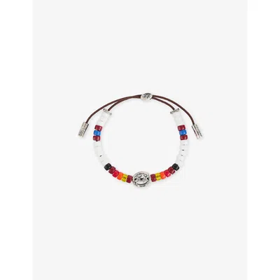 Twojeys Mens Sunrise Superstar Beaded Sterling Silver-plated Brass Bracelet Multi