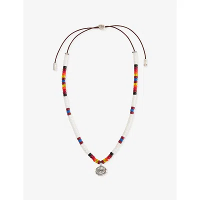 Twojeys Mens Sunrise Superstar Beaded Sterling Silver-plated Brass Necklace Multi