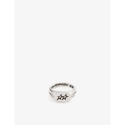 Twojeys Mens Silver Superstar Sterling-silver Plated Brass Ring