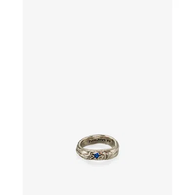 Twojeys Mens Blue Stone Sterling-silver Ring In Metallic