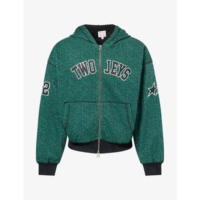 Twojeys Mens Vintage Varsity Cheetah Zip Cotton-jersey Hoody