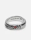 Twojeys Red Stone Ring In Silver