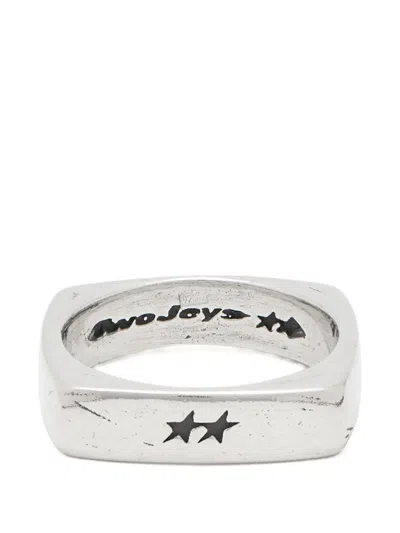 Twojeys Star-engraved Square-frame Ring In Metallic