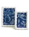 Two's Company Aviary S/2 High Gloss Faux Bamboo Photo Frame In Blue