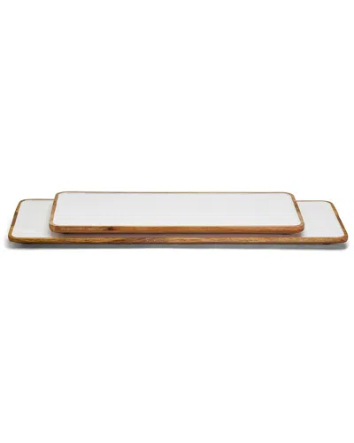 TWO'S COMPANY GRAZING SOIREE HAND-CRAFTED S/2 LONG SERVING TRAY