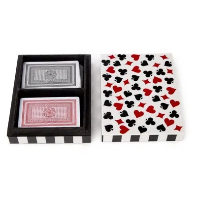 Two's Company Handcrafted Decorative Storage Case 6.25"w- Playing Cards Accessory Set In Multi