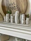 Two's Company Multi-vase Embossed Clay Single Platform In Pearly White