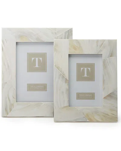 Two's Company Ocean Sand Mother-of-pearl Set Of 2 Photo Frames