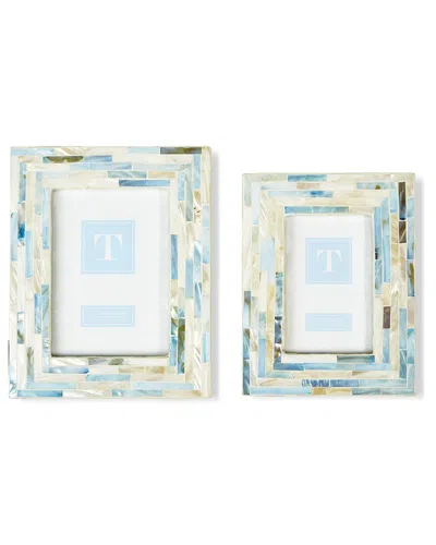 TWO'S COMPANY S/2 TILED MOP PHOTO FRAME INCL 2 SIZES
