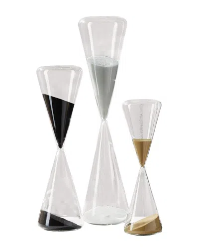 TWO'S COMPANY S/3 CONICAL SAND TIMER - GLASS