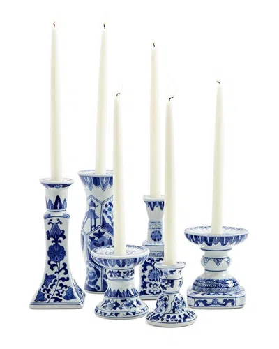 Two's Company S/6 Canton Collection Candleholder In Blue
