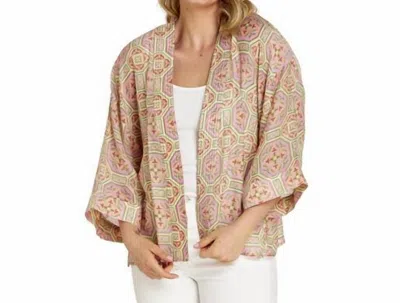 Two's Company Short Kimono In Tiles In Neutral