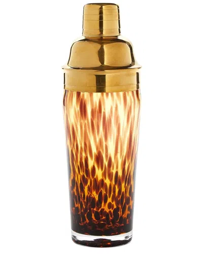 Two's Company Tortoise Print Cocktail Shaker In Gold