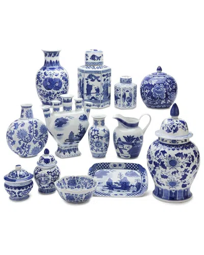 Two's Company 22pc Canton Collection Ceramic Set In Blue