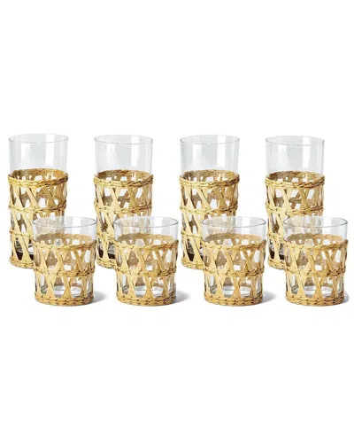 Two's Company 24pc Island Chic Lattice Drinking Glass Set In Multicolor