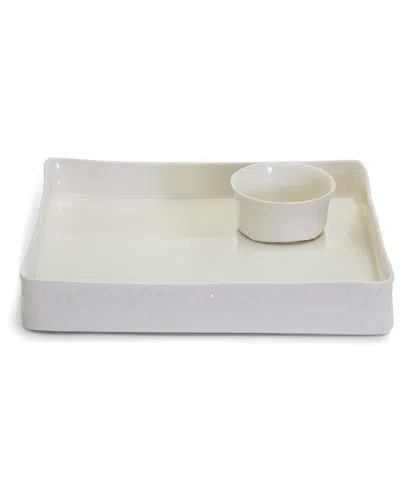 Two's Company 2pc Basket Weave Serving Platter & Bowl Set