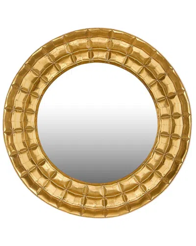 Two's Company 33in Hammered Round Mirror In Gold