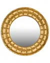 Two's Company 33in Hammered Round Mirror In Gold