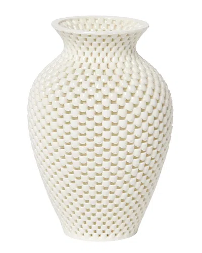 Two's Company 8in Filigree Vase In White