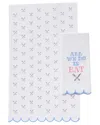 Two's Company All We Do Is Eat Set Of 2 Dish Towels In White