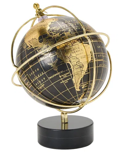 Two's Company Around The World Globe With Marble Base In Black