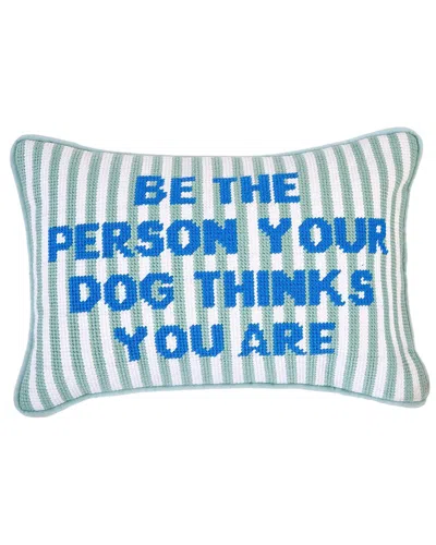 Two's Company Be The Person Your Dog Thinks You Are 8x12 Needlepoint Pillow In Blue