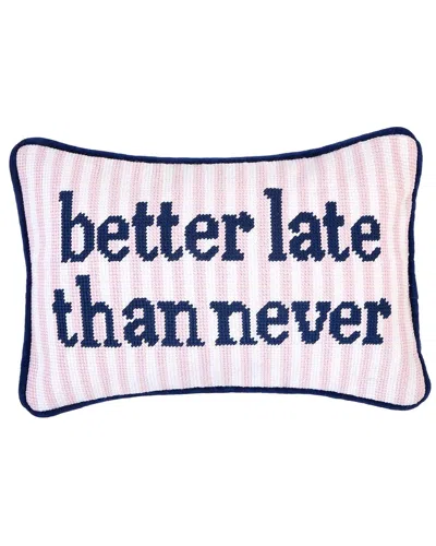 Two's Company Better Late Than Never 8x12 Needlepoint Pillow In Pink