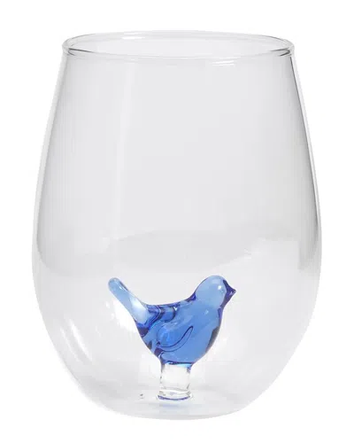 Two's Company Blue Bird Stemless Wine Glass