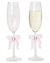 Two's Company Bow Champagne Glass In Pink