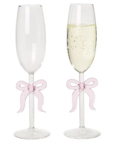 Two's Company Bow Champagne Glass In Transparent