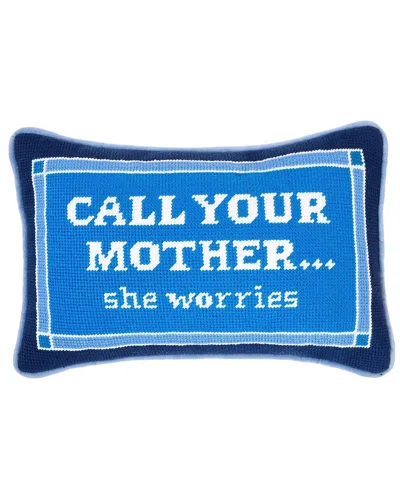 Two's Company Call Your Mother 8x12 Needlepoint Pillow In Blue